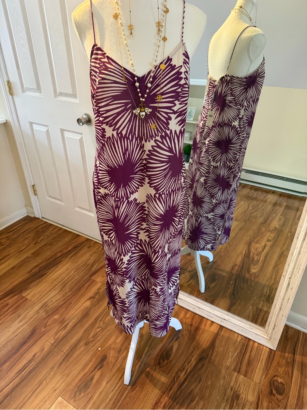 Anthropologie Purple Floral Maxi Slip Dress